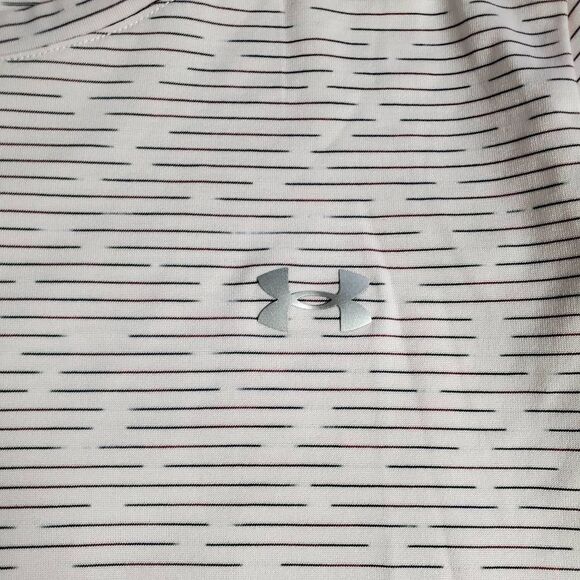 Under Armour Women’s HeatGear Striped Short Sleeve Tee White/Pink Size Large - Picture 5 of 7